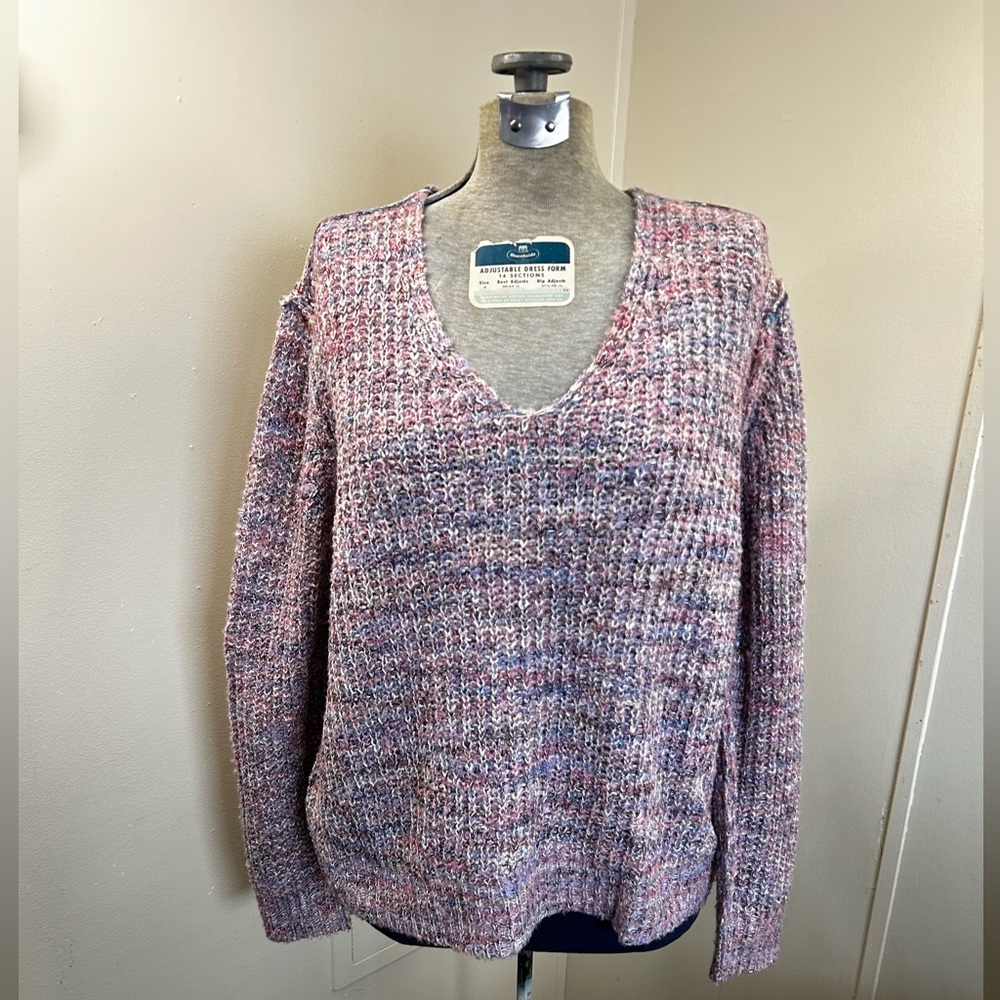 Ady P New Space Dye Long Sleeve V-Neck Sweater Women’s Large